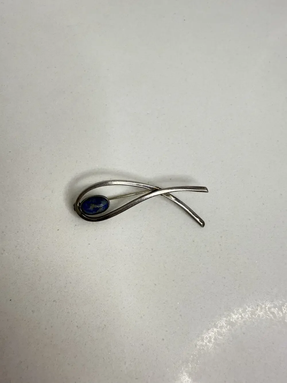 Sterling Silver 2 Inch Abstract Eye Modernist Pin Brooch Denmark